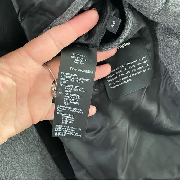 The Kooples Men’s Grey Pienza Coat Overcoat Pea Coat Buttons Mid-Length Business - Picture 8 of 13